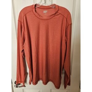 Lands' End Men's Heather Orange LS Lightweight Running Pullover, Size Large
